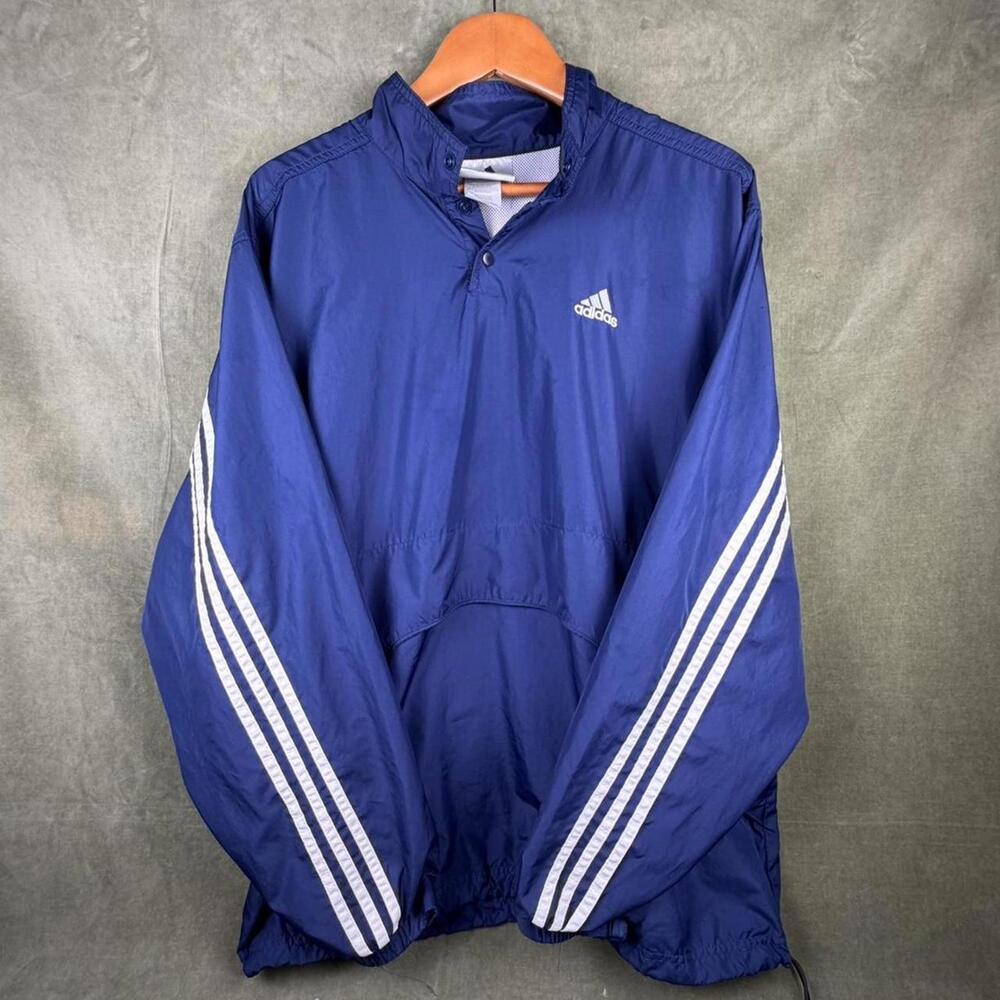 Adidas blue and white windbreaker jacket #90sstreetwear